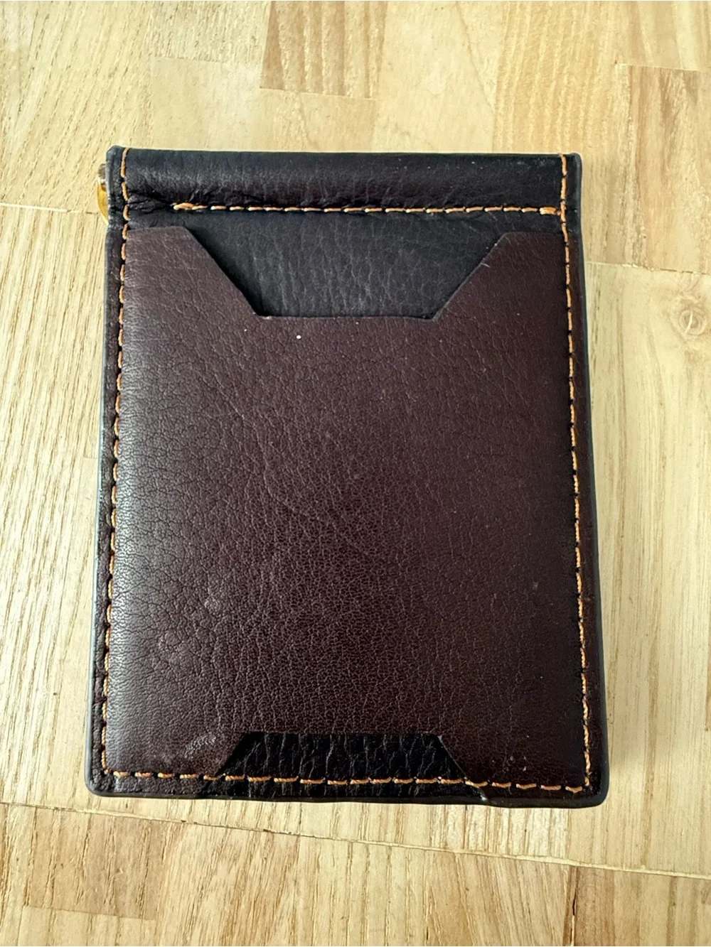 Links & kings brown leather slim money clip wallet